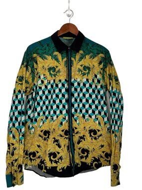 Versace Jeans Cube Baroque Print Sportshirt Button Up Shirt Size S